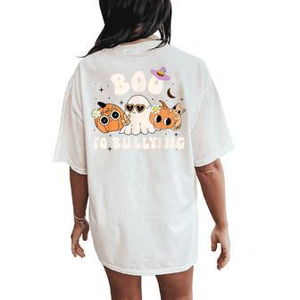 Boo To Bullying Pumpkin Groovy No Bullying Unity Day Orange Women's Oversized Comfort T-Shirt Back Print - Thegiftio UK