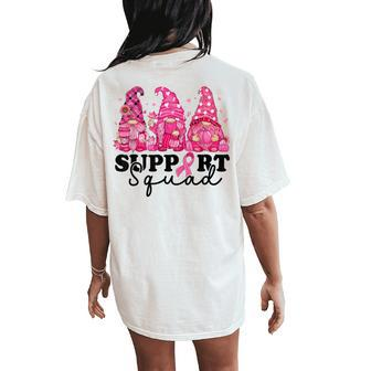 Breast Cancer Awareness For Gnomes Support Squad Women's Oversized Comfort T-Shirt Back Print - Thegiftio UK