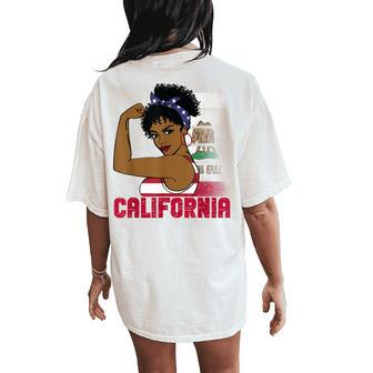 California Flag Girl California Flag State Pride Women's Oversized Comfort T-Shirt Back Print | Mazezy