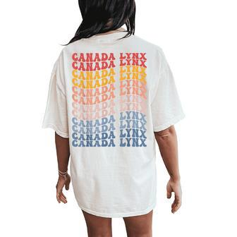 Canada Lynx Groovy Retro Women's Oversized Comfort T-Shirt Back Print | Mazezy