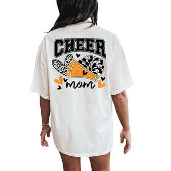 Cheer Mom Biggest Fan Cheerleader Black And Orange Pom Pom Women's Oversized Comfort T-Shirt Back Print | Mazezy