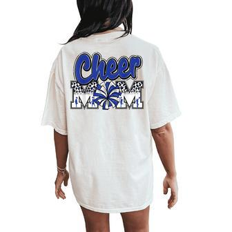 Cheer Mom Blue Leopard Letters Cheer Pom Poms Women's Oversized Comfort T-Shirt Back Print | Mazezy CA