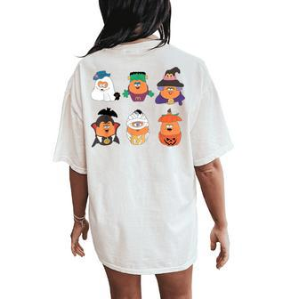 Chicken Nugget Halloween Retro 90S Pumpkin Boo Women's Oversized Comfort T-Shirt Back Print | Mazezy