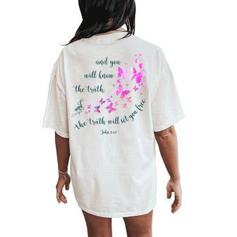 Christian Bible Verse Butterfly For And Girls Women's Oversized Comfort T-Shirt Back Print | Mazezy