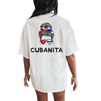 Cubanita Flag Cubana Cuba Mom Girl Cuban Saying Women's Oversized Comfort T-Shirt Back Print - Thegiftio UK