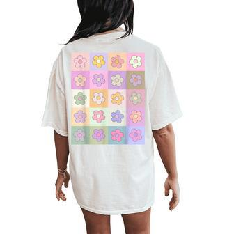Danish Pastel Aesthetic Retro Flower Pattern Women's Oversized Comfort T-Shirt Back Print - Monsterry