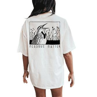 Eastern Meadowlark Nature Wildlife Songbird Bird Retro Women's Oversized Comfort T-Shirt Back Print | Mazezy