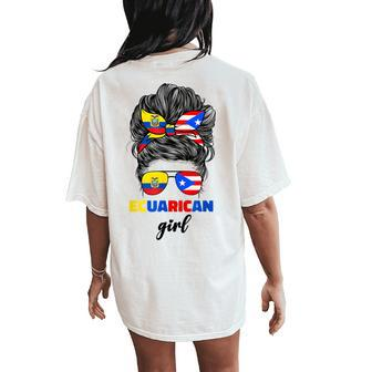 Ecuadorian And Puerto Rican Rico Ecuador Flag Girl For Women's Oversized Comfort T-Shirt Back Print - Thegiftio UK