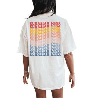 Eurasian Lynx Groovy Retro Women's Oversized Comfort T-Shirt Back Print | Mazezy