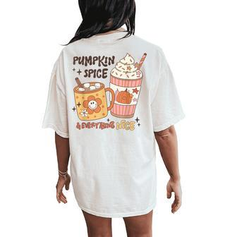 Fall Coffee Pumpkin Spice Latte Iced Warm Cozy Autumn Orange Women's Oversized Comfort T-Shirt Back Print - Seseable
