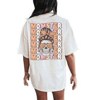 Momster Spooky Mama Groovy Halloween Costume For Moms Women's Oversized Comfort T-Shirt Back Print - Seseable