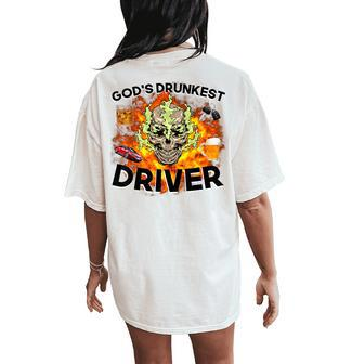 God's Drunkest Driver- Driver Vintage Meme Women's Oversized Comfort T-Shirt Back Print - Monsterry CA