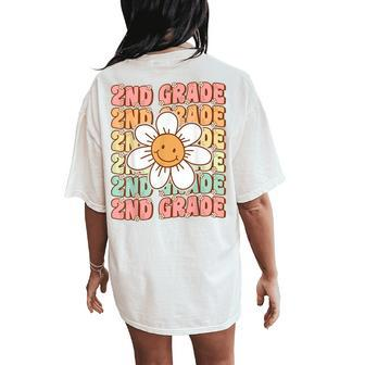 Groovy 2Nd Grade Back To School First Day Of Second Grade Women's Oversized Comfort T-Shirt Back Print - Seseable