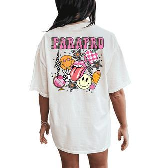 Groovy Parapro Retro Paraprofessional Back To School Women's Oversized Comfort T-Shirt Back Print - Seseable