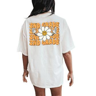Groovy Second Grade Vibes Peace Retro 2Nd Grade Teachers Women's Oversized Comfort T-Shirt Back Print - Seseable