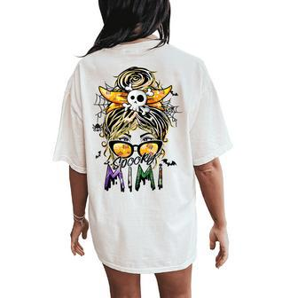 Groovy Spooky Mimi Messy Bun Witch Mom Halloween Women's Oversized Comfort T-Shirt Back Print | Mazezy