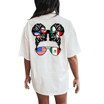 Half American Half Mexican Girl Usa Mexico Flag Patriot Women's Oversized Comfort T-Shirt Back Print - Seseable