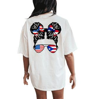 Half American Puerto Rican Girl Usa Puerto Rico Flag Patriot Women's Oversized Comfort T-Shirt Back Print - Thegiftio UK