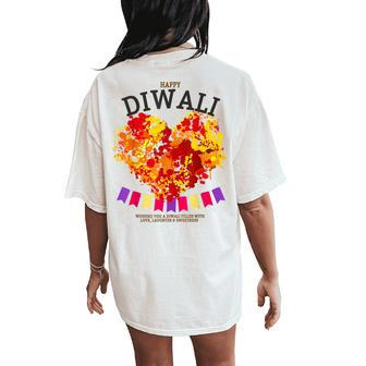 Happy Diwali Festival Outfit Idea For & Hindu Diwali Women's Oversized Comfort T-Shirt Back Print | Mazezy