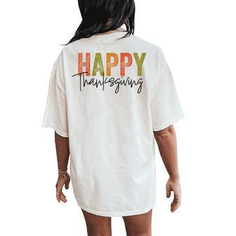 Happy Thanksgiving Boys Girls Women's Oversized Comfort T-Shirt Back Print - Seseable