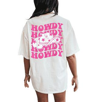 Howdy Southern Western Girl Country Rodeo Pink Cowgirl Retro Women's Oversized Comfort T-Shirt Back Print - Seseable