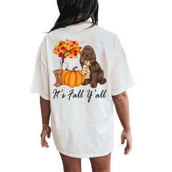 Its Fall Yall Fall For Boykin Spaniel Women's Oversized Comfort T-Shirt Back Print | Mazezy