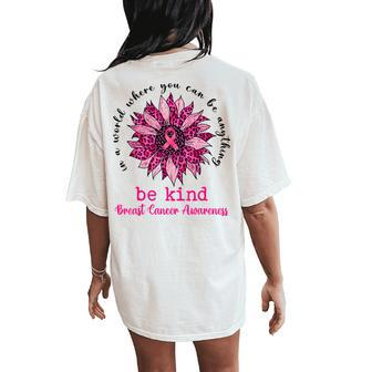 Be Kind Pink Ribbon Breast Cancer Awareness Support Squad Women's Oversized Comfort T-Shirt Back Print - Seseable