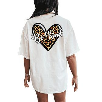 Be Kind Unity Day Orange Anti Bullying Leopard Heart Women's Oversized Comfort T-Shirt Back Print | Mazezy DE