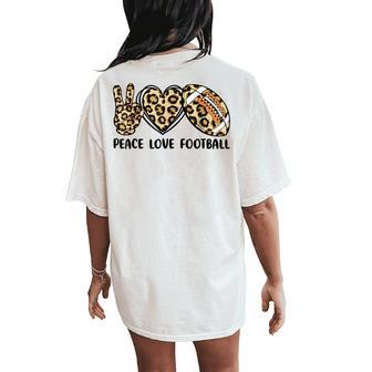 Leopard Peace Love Football N Girls Toddler Women's Oversized Comfort T-Shirt Back Print - Seseable