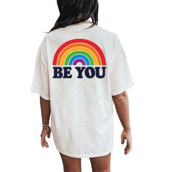 Lgbtq Be You Pocket Gay Pride Lgbt Ally Rainbow Flag Vintage Women's Oversized Comfort T-Shirt Back Print | Mazezy