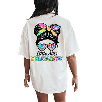 Little Miss Kindergarten Girls Messy Bun Back To School Women's Oversized Comfort T-Shirt Back Print - Monsterry UK