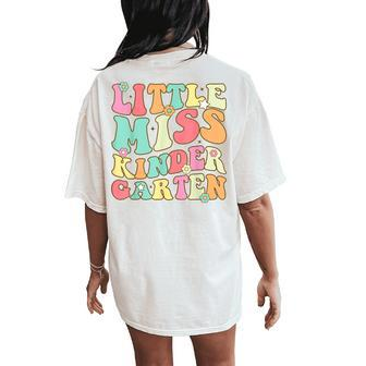 Little Miss Kindergarten Girls Back To School Retro Daughter Women's Oversized Comfort T-Shirt Back Print - Seseable