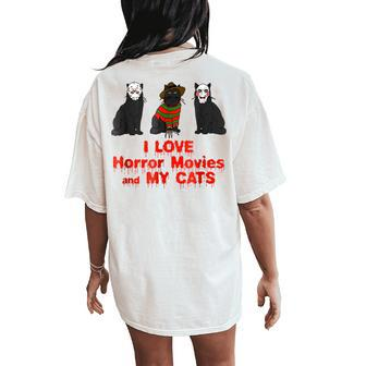 I Love Cats T Cat Graphic Horror Movie Love Women's Oversized Comfort T-Shirt Back Print | Mazezy