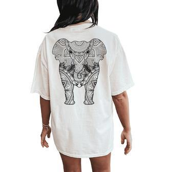 Mandala Elephant Retro Indian Buddhist Animal Lover Women's Oversized Comfort T-Shirt Back Print | Mazezy