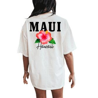 Maui Hawaii Floral Hibiscus Surf Surfer Vintage Hawaiian Women's Oversized Comfort T-Shirt Back Print - Monsterry UK