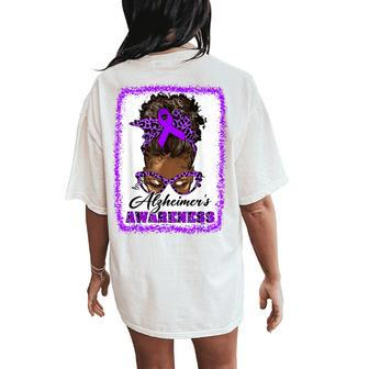 Messy Bun Afro Hair Alzheimer's Awareness Black Girls Women's Oversized Comfort T-Shirt Back Print - Thegiftio UK