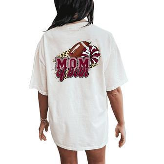 Mom Of Both Football And Cheer Leopard Maroon Women's Oversized Comfort T-Shirt Back Print - Seseable