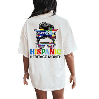 National Hispanic Heritage Month Messy Bun Women's Oversized Comfort T-Shirt Back Print - Seseable