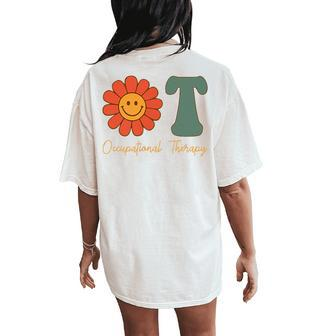 Occupational Therapy -Ot Therapist Ot Month Groovy Retro Women's Oversized Comfort T-Shirt Back Print - Monsterry CA