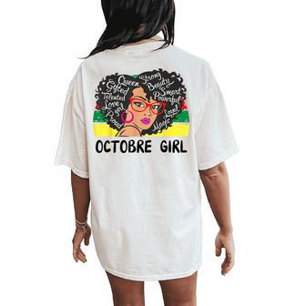 Octobre Girl Black With Red Glasses Birthday Women's Oversized Comfort T-Shirt Back Print | Mazezy