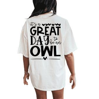 Owls School Sports Fan Team Spirit Great Day Women's Oversized Comfort T-Shirt Back Print - Monsterry