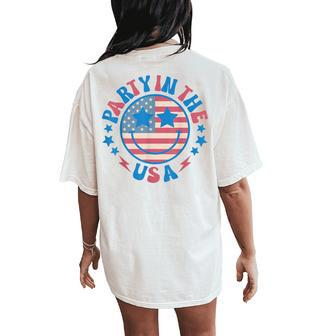 Party In The Usa 4Th Of July Preppy Smile Women's Oversized Comfort T-Shirt Back Print - Seseable