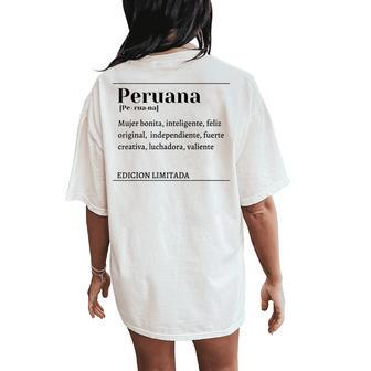 Peruana Mujer Peruvian Girl Latina Dictionary Spanish Women's Oversized Comfort T-Shirt Back Print | Mazezy