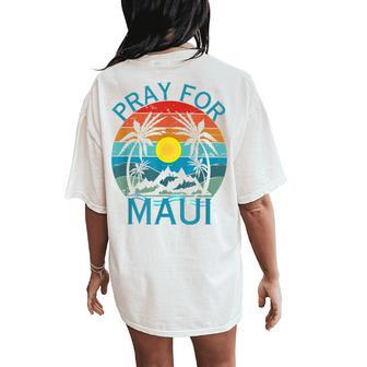 Pray For Maui Hawaii Wildflower Support Women's Oversized Comfort T-Shirt Back Print - Seseable