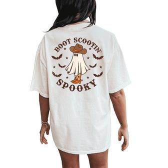 Retro Halloween Cowgirl Ghost Western Boot Scootin Spooky Women's Oversized Comfort T-Shirt Back Print