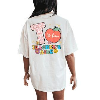 Retro T Is For Teacher’S Aide Leopard Back To School Women's Oversized Comfort T-Shirt Back Print - Monsterry