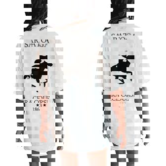 Saratoga New York Thoroughbred Horse Racing Track Women's Oversized Comfort T-Shirt Back Print | Mazezy