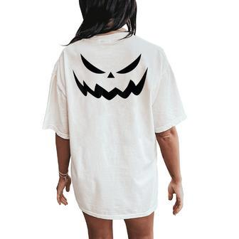 Scary Spooky Jack O Lantern Face Pumpkin Halloween Women's Oversized Comfort T-Shirt Back Print - Monsterry