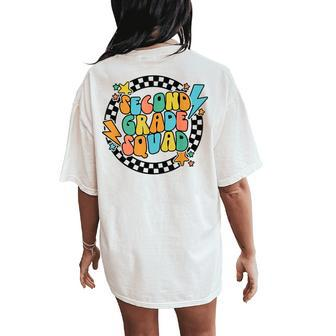 Back To School Groovy Teacher Second 2Nd Grade Crew Squad Women's Oversized Comfort T-Shirt Back Print | Mazezy
