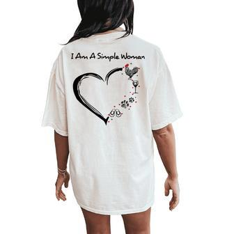 I Am A Simple Woman Chicken Wine Dogs Flip Flop Women's Oversized Comfort T-Shirt Back Print - Seseable